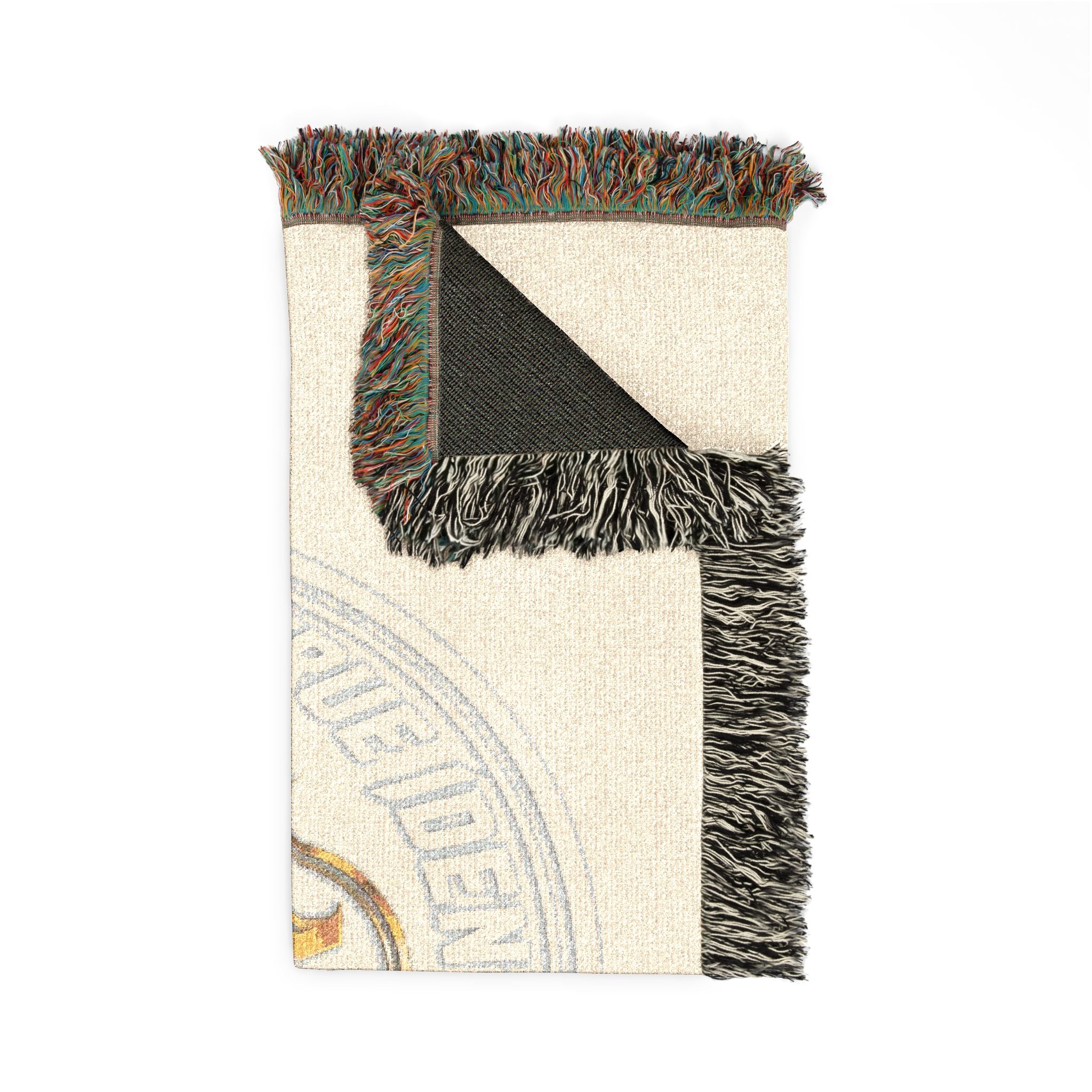 Personalized Woven Throw Blanket — Embroidered Monogram ‘M’ Crest Design