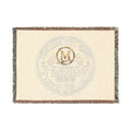 Personalized Woven Throw Blanket — Embroidered Monogram ‘M’ Crest Design