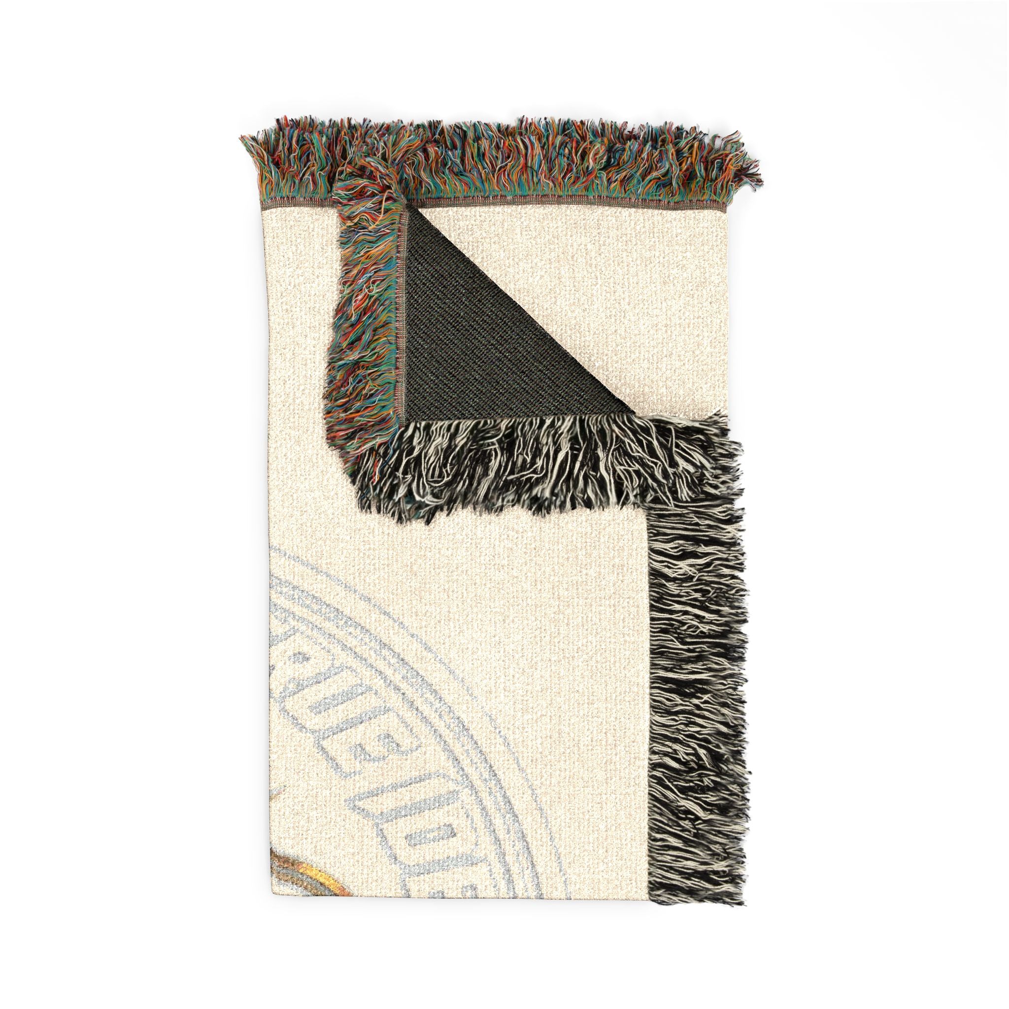 Personalized Woven Throw Blanket — Embroidered Monogram ‘M’ Crest Design