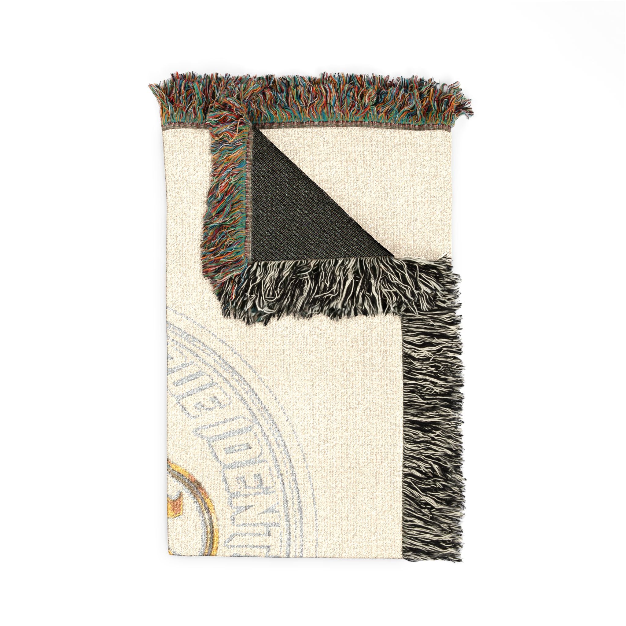 Personalized Woven Throw Blanket — Embroidered Monogram ‘M’ Crest Design